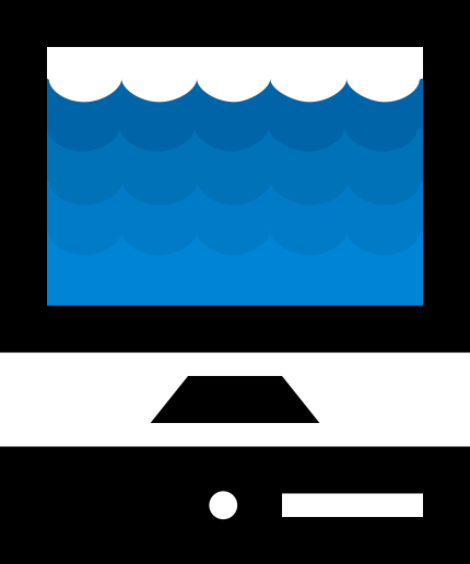 ilustración de ordenador lleno de agua